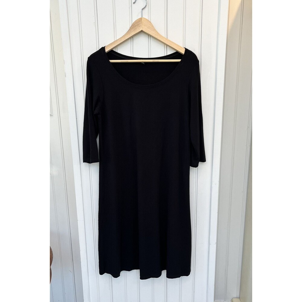 Eileen Fisher Sz S Rayon Jersey Knit Dress Lagenlook Basic Minimalist
